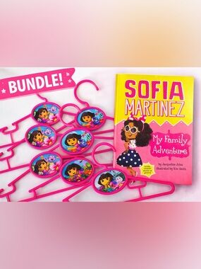 Dora Hangers Set (8) + Sofia Martinez Book Bundle Kids NEW